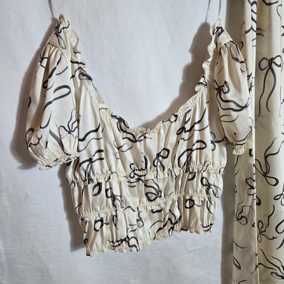 Zara Cream and Black Wide Leg Pants & Top Set - Picture 6 of 11